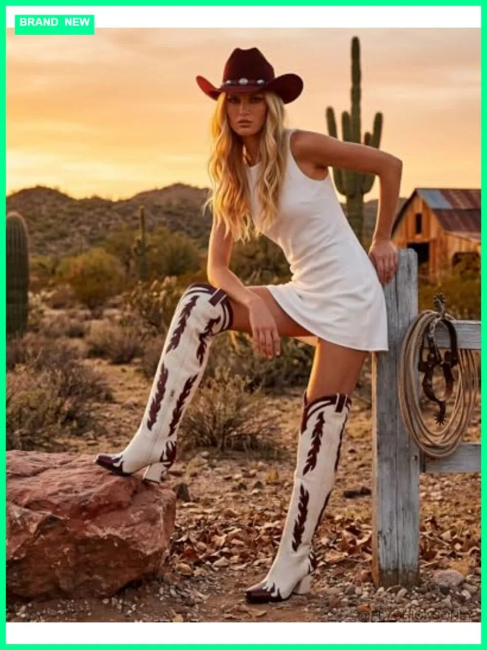 Faux Leather Over-the-Knee Cowboy Boots Pointed Toe Chunky Heel Pull-On